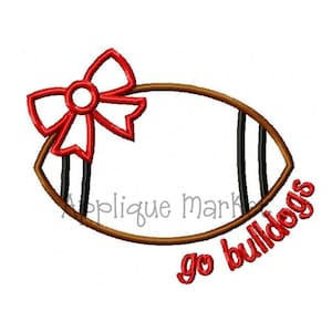 Machine Embroidery Design Applique Football Bow Go Bulldogs INSTANT DOWNLOAD
