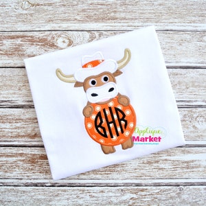 Machine Embroidery Design Embroidery Longhorn Monogram Circle INSTANT DOWNLOAD