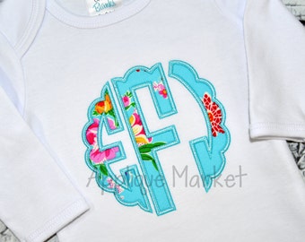 Machine Embroidery Design Scallop Circle Applique Monogram Font INSTANT DOWNLOAD