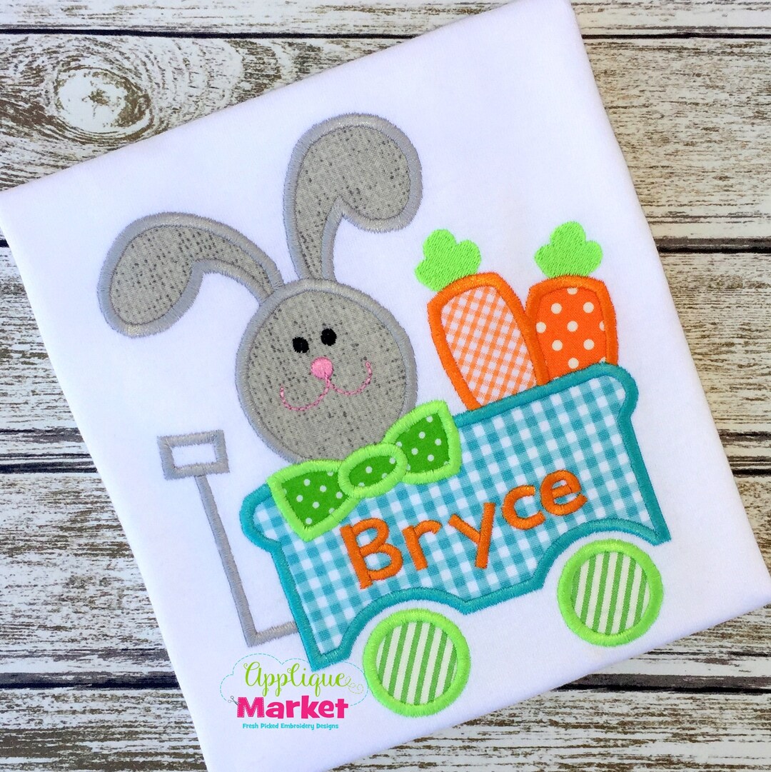 Machine Embroidery Design Applique Bunny Wagon INSTANT DOWNLOAD Etsy