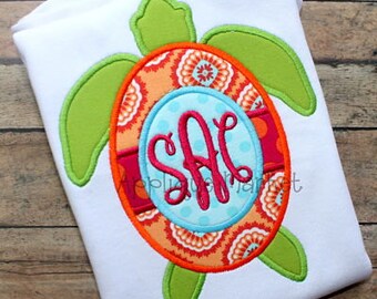 Machine Embroidery Design Applique Turtle Monogram INSTANT DOWNLOAD