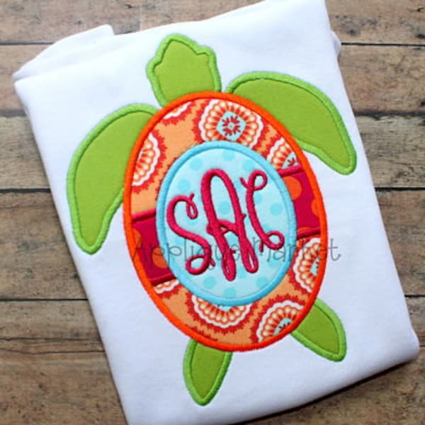 Machine Embroidery Design Applique Turtle Monogram INSTANT DOWNLOAD