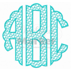 Machine Embroidery Design Embroidery Round Scallop Monogram Patterns-Elephant Font INSTANT DOWNLOAD