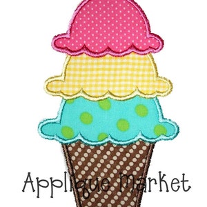 Machine Embroidery Design Applique Ice Cream Cone INSTANT DOWNLOAD