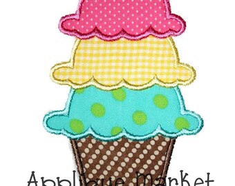Machine Embroidery Design Applique Ice Cream Cone INSTANT DOWNLOAD