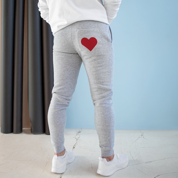 Streetwear Sweatpants With Red Heart Back Pocket Unisex Cozy