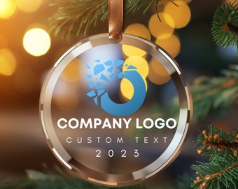 Custom Company Ornament Gift | Personalized Corporate Glass Ornament | Coworker Christmas Ornament | Employee Appreciation Ornament | Color