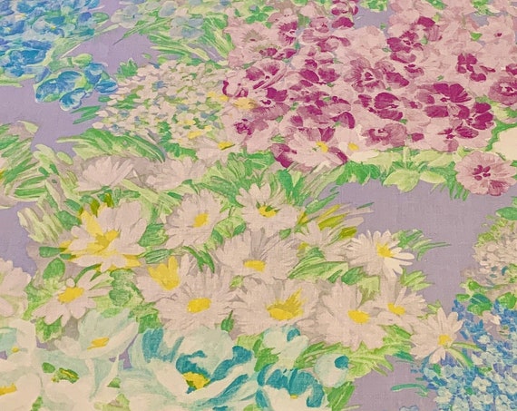 Vintage 1980s Monet Inspired Floral Broadcloth Fabric/ Cotton Yardage for Upholstery and Home Decor/ 3 Yards Available.