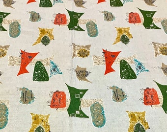 1950s Atomic Barkcloth Barkcloth Fabric/ Cotton Yardage for Upholstery  and Home Decor/ 3+ Yards