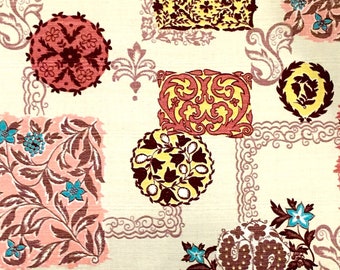 Groovy 50s MCM Barkcloth Fabric with a Floral Twist/ Cotton Yardage for Upholstery and Home Decor/ 46"x 50"