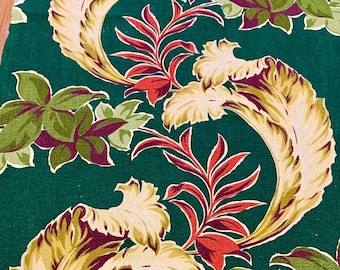 Spectacular 30s Miami Bungalow Chic Tropical Barkcloth Fabric/ Hollywood Regency Era Cotton for Upholstery and Home Decor/ 22" x 72"