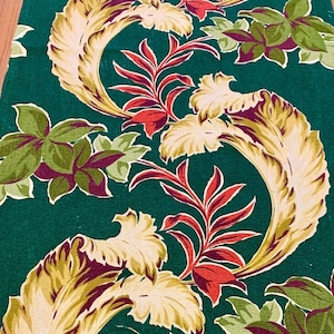 Spectacular 30s Miami Bungalow Chic Tropical Barkcloth Fabric/ Hollywood Regency Era Cotton for Upholstery and Home Decor/ 22&quot; x 72&quot;