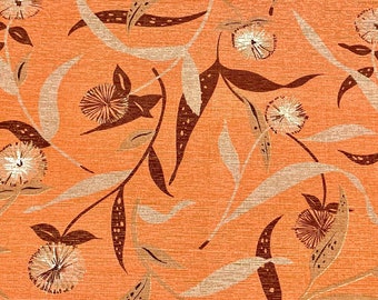True Vintage 1950s Dazzling Dandelions Barkcloth Fabric  for Upholstery and Home Decor