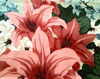 Fab 40s Fabric Tropical Floral Extravaganza/ Polished Cotton Remnants for Apparel and Home Decor/ 3 Panels Available