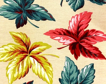 MCM Falling Leaves Borkenstoff: Rot, Türkis, Chartreuse