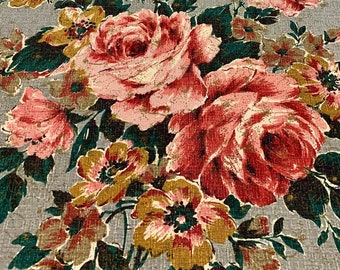 Tessuto in corteccia floreale anni '40: Rose glamour di Hollywood, 119 cm di larghezza x 251 cm di lunghezza
