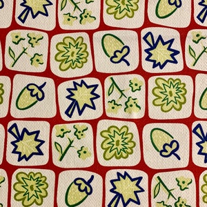 Tela de corteza de árbol con motivos botánicos de la década de 1950, tela de algodón para tapicería y decoración del hogar, disponible en 2 paneles, 45 x 62 pulgadas