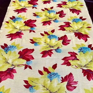 1930s Hollywood Glam Barkcloth with Fabulous Foliage in a Kaleidoscope of Color/ Acetate Yardage for Upholstery and Home Decor/ 35&quot;W x 100&quot;L