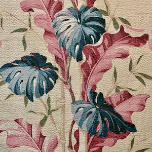 Gorgeous 1930s Miami Beach Tropical Barkcloth Fabric/ Cotton Yardage for Upholstery and Home Decor/ 2.5 Yards