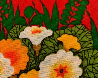 Adorable 1960s Boho Chic Flower Power Fabric/ Cotton Yardage for Upholstery and Home Decor/ 19 Yards Available