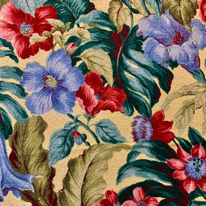 Vintage 1940s Hawaiian Chic Barkcloth Fabric/ Cotton Yardage for Upholstery and Home Decor/ 43&quot;W x 122&quot;L
