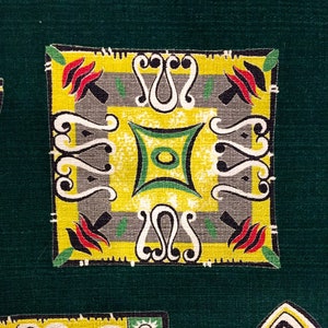 MCM Atomic Tiki 50s Barkcloth Fabric/ Cotton Yardage for Upholstery and Home Decor/  2 Panels 47&quot;W x 92&quot;L