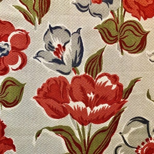 Sensational 60s Tulip Barkcloth Fabric with a Boho Vibe/ Cotton Yardage for Upholstery and Home Decor/ 34&quot;W x 64&quot;L