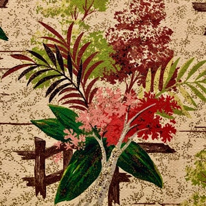 Fab 40s  Woodland Floral Barkcloth Fabric with an Impressionist Vibe/ Cotton Yardage for Upholstery and Home Decor/ 4 Panels Available