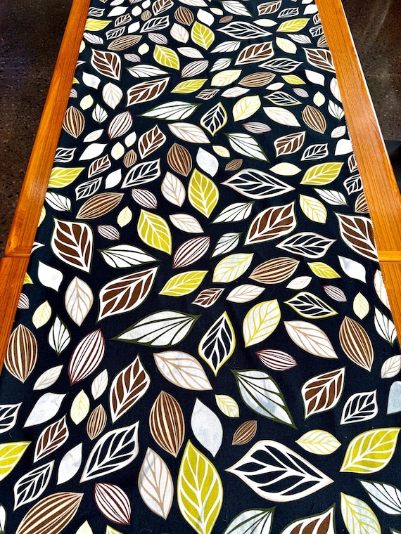 Fab Falling Leaves Cotton Fabric with a Mid Mod Vibe for Upholstery/Home Decor/ 2 Panels