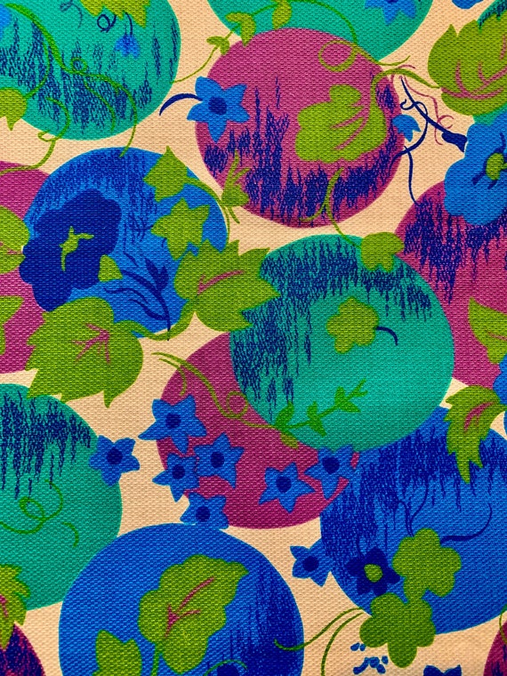 Whimsical 1970s Barkcloth Fabric with a Holiday Vibe/ Cotton Yardage for Home Decor and Upholstery/ 2 Yards