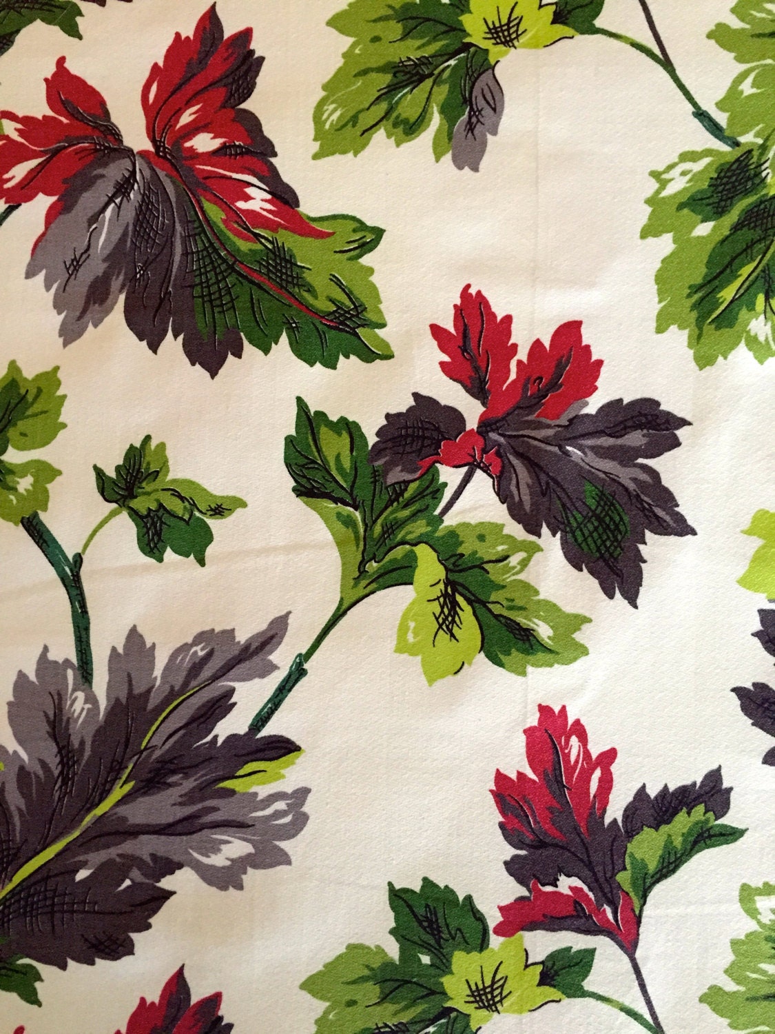 Vintage Barkcloth Fabric// Fabulous 40s Floral// Hollywood ...