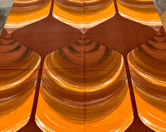 70s Op Art Fabric: Scandinavian Modern Upholstery, Brown & Orange (9 Yards)