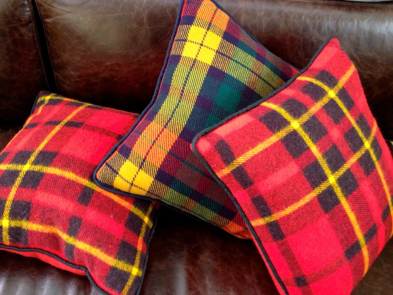 Winter Wool Tartan Plaid Pillow// Upcycled Wool/ /Red and Etsy