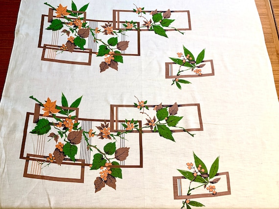 Mid Mod 50s Asymmetrical Floral Fabric with a Geometric Vibe/ Eames Era Chic Cotton Yardage for Home Decor/ Drapery/ 3 Yds Available