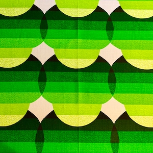 1970s Op Art Fabric: Green Geometric Cotton Blend (2.3 Yards)