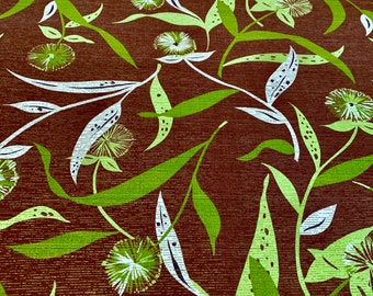 True Vintage 1950s Dazzling Dandelions Barkcloth Fabric for Upholstery and Home Decor/ 47"W x 40"L