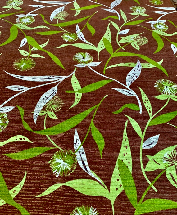 True Vintage 1950s Dazzling Dandelions Barkcloth Fabric for Upholstery and Home Decor/ 47"W x 40"L