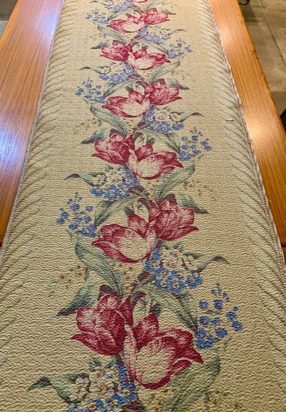 Tantalizing Tulips Hollywood Glam 1930s Vintage Barkcloth/ Cotton Yardage for Upholstery and Home Decor/ 2 Panels Available