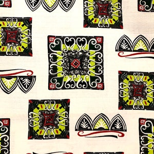 50s Mid Century Mod Atomic Tiki Fabric/ Eames Era Abstract Design/ Cotton Yardage/ Upholstery/ Home Decor /Never Used Vintage 3 YDS Aval.