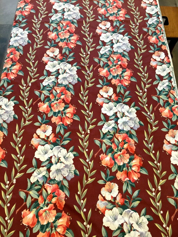 Fab Azaleas Vintage 40s Broadcloth Fabric with an Art Deco Vibe// Cotton Yardage for Upholstery and Home Decor/ 46" x100'