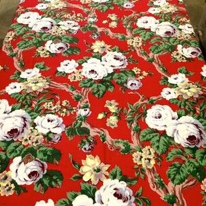 Summer Floral Barkcloth with an Old Hollywood Vibe/ Vintage 40s Fabric/ Cotton Yardage// Upholstery/ Drapery/ 46&quot; x 73&quot;