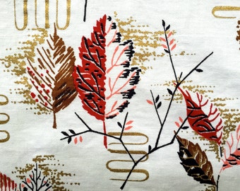 Tessuto con motivo floreale in stile Mid-Century Modern: stampa atomica color oro metallizzato (11 iarde)