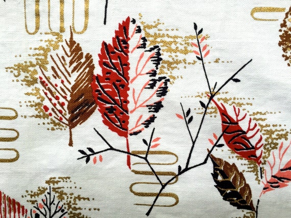 Mod 50s Hollywood Glam Fabric with Woodland Vibe// Eames Era Foliage with Metallic Gold Bling// NOS// BTY 11 Yards