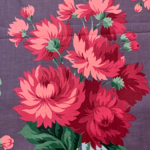 Spectacular 1940s Yellow and Red Peonies/ Polished Cotton Chintz Fabric for Upholstery and Home Decor/ 7 Uncut Yards Available