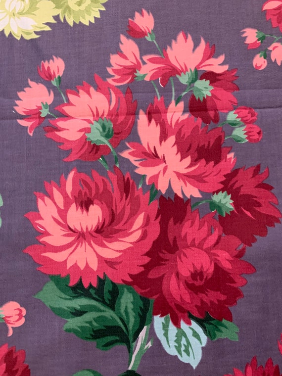 Spectacular 1940s Yellow and Red Peonies/ Polished Cotton Chintz Fabric for Upholstery and Home Decor/ 7 Uncut Yards Available