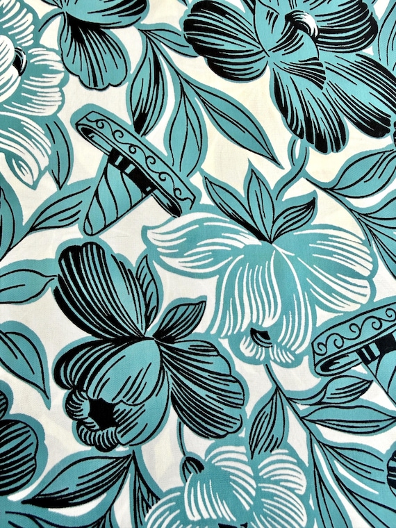 40s Floral Dress Fabric with a Mexican Vibe-Rayon Yardage for Apparel and Home Decor/ 4 Yards