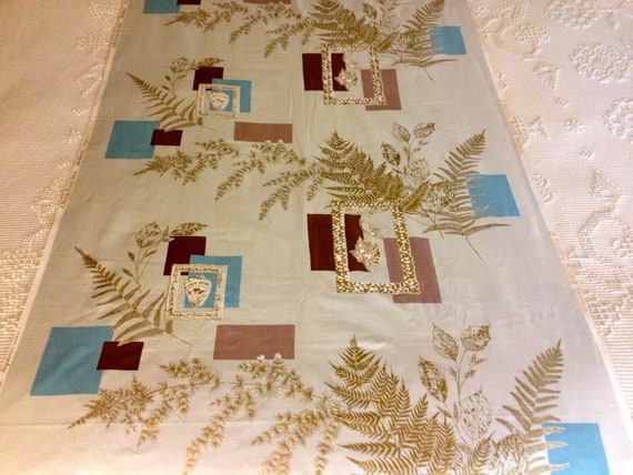 Fab 50s Vintage Sea Island Fabric/ Polished Cotton Yardage for Beach House Home Decor/ 3.5 Yards