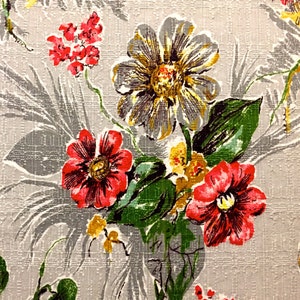 Dazzling Daisies Mid Century Barkcloth/ Cotton Yardage for Upholstery and Home Decor/ New Old Stock/ 44 x 92/ Gray Colorway image 4