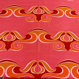 Cool 70s Art Print Fabric with a Mod Psychedelic Op Art Design for Upholstery and Home Decor/ 47&quot;W x 32&quot;L