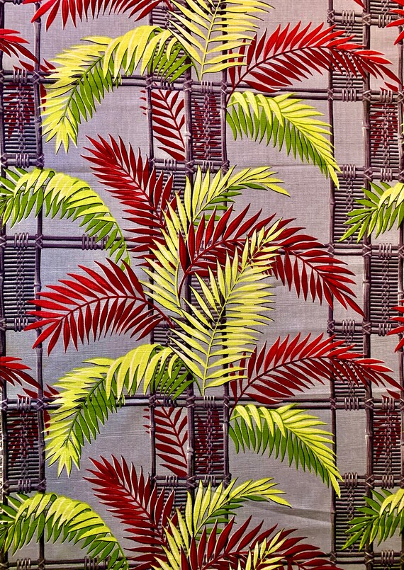 Fabulous 50s Asian Inspired Tropical Barkcloth Fabric/Cotton Yardage for Upholstery and Home Decor/3 Yards Available